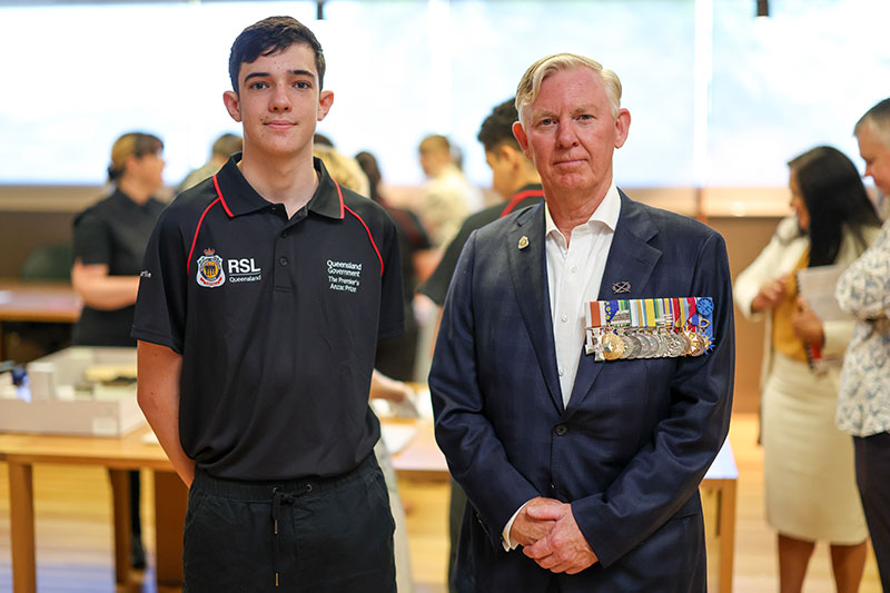Charlie with RSL Queensland State President Major General Stephen Day DSC AM