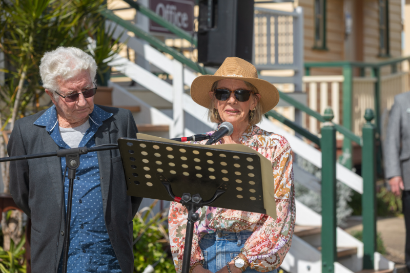 Laidley Pioneer Village and Museum man and woman speaking at Private Marsh’s memorial ceremony