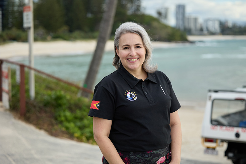 Veteran Lily Mulholland standing on foreshore