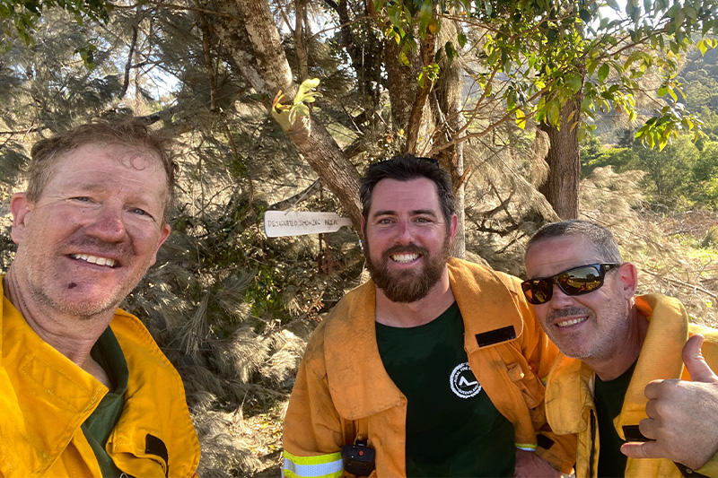 Matt (L) with members of the Kureelpa Rural Fire Brigade