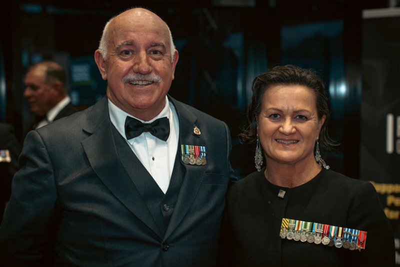 Gladston RSL Sub Branch President Ed Dahlheimer with Brigadier Fern Thompson CSC