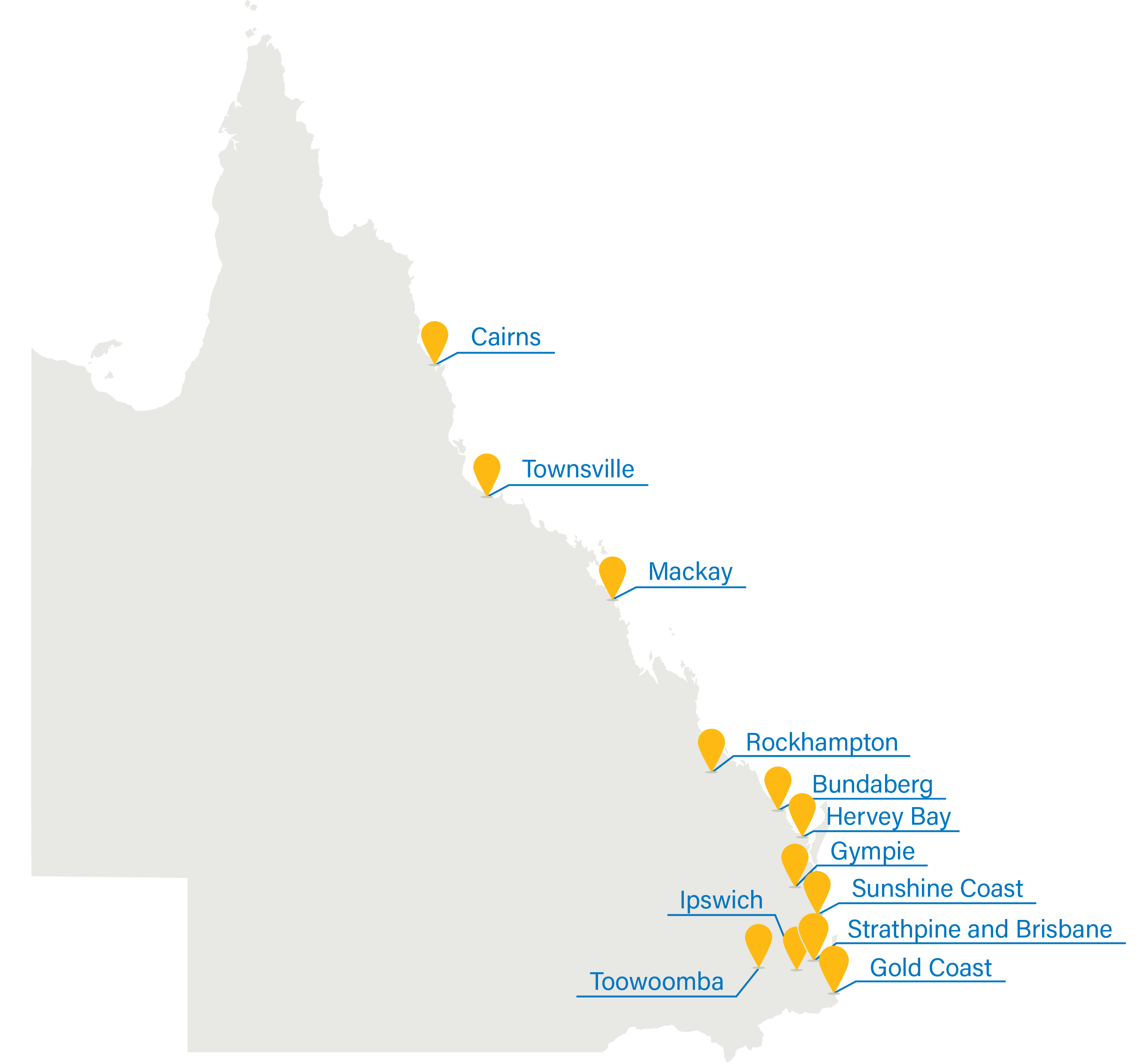 RSL VSO locations around Queensland map