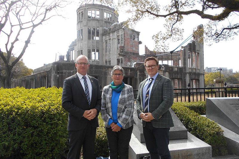 Major Trent Beilken visiting the Atomic bomb site in Hiroshima