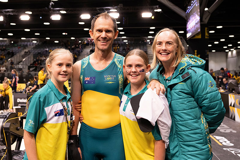 Adam Jackson with family at Invictus Games image credit Defence Australia