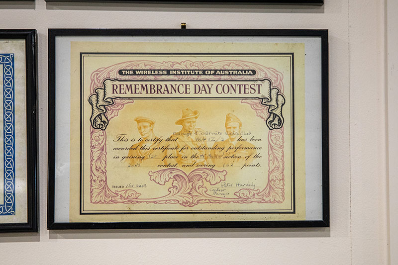 Remembrance Day contest certificate Redcliffe and Districts Radio Club
