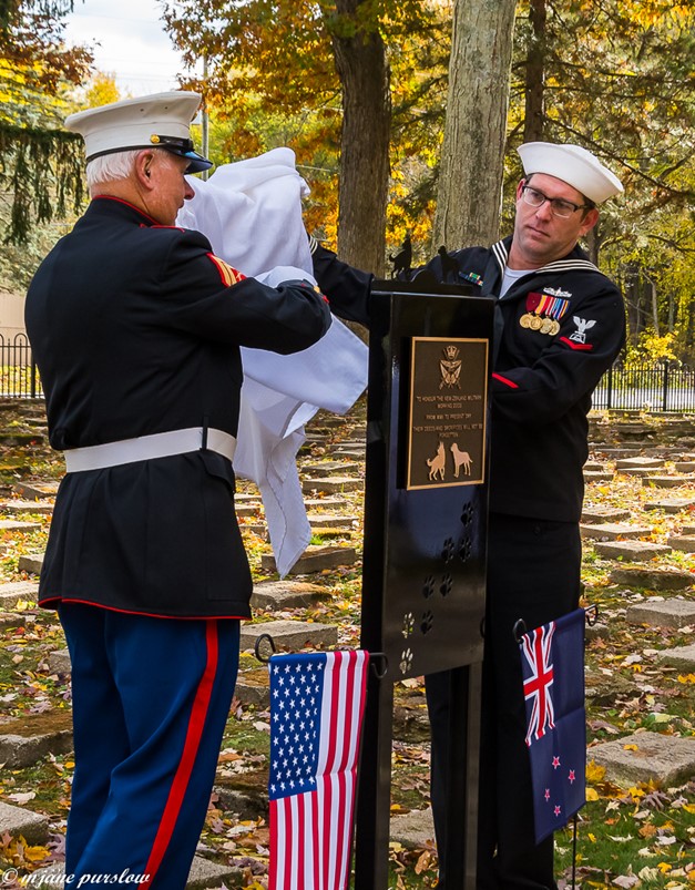 The unveiling of the NZ War Dog Memorial in Michigan, USA