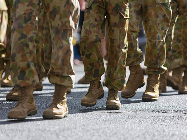 Australian Army walking along a road